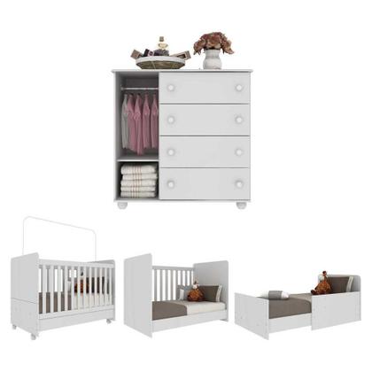 Imagem de Quarto Infantil com Berço e Cômoda  Multimóveis Pimpolho FG3569 Branco