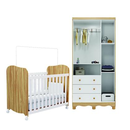 Imagem de Quarto Infantil com Berço e Guarda Roupa Uli Junior Móveis Peroba