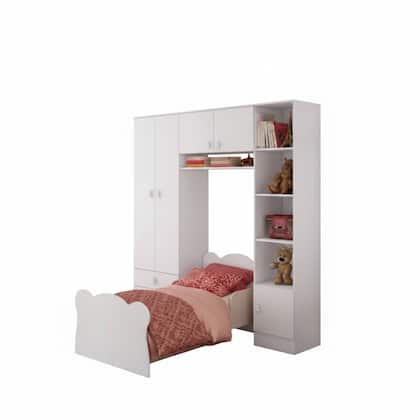 Imagem de Quarto Infantil com Cama e Guarda Roupa Elysa Branco