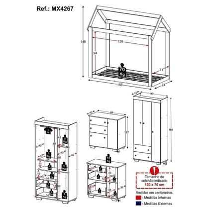 Imagem de Quarto Infantil Com Cama Montessoriana Algodão Doce Multimóveis Mx4267 Branco