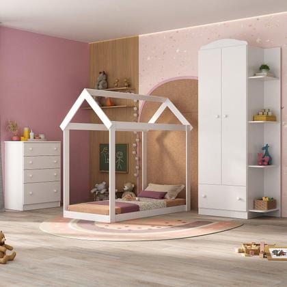 Imagem de Quarto Infantil com Cama Montessoriana e Colchão Incluso João e Maria Multimóveis MX4266