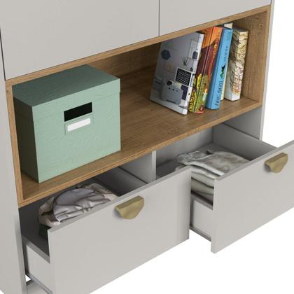 Imagem de Quarto Infantil com Cama Solteiro Montessoriana com Iluminação Led, Comoda e Guarda-Roupas Lille Arenas