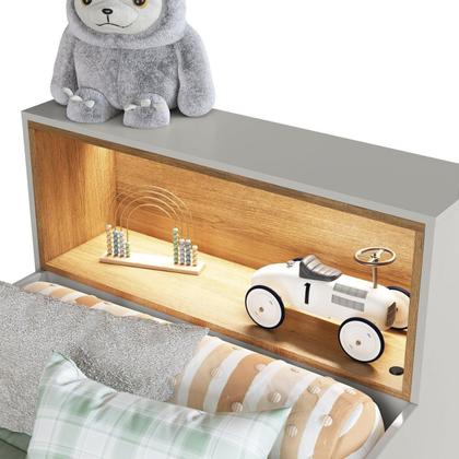 Imagem de Quarto Infantil com Cama Solteiro Montessoriana com Iluminação Led e Guarda-Roupas Lille Arenas