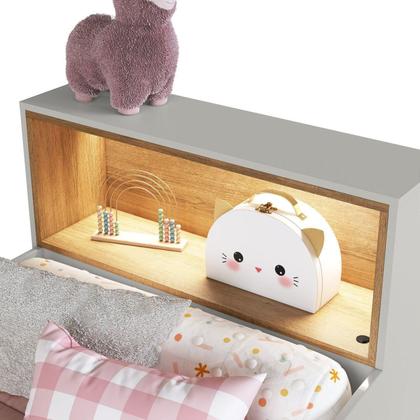 Imagem de Quarto Infantil com Cama Solteiro Montessoriana com Iluminação Led e Guarda-Roupas Lille Arenas