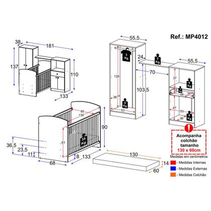 Imagem de Quarto Infantil com Colchão Incluso Meu Bebê Multimóveis Branco