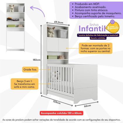 Imagem de Quarto Infantil com Colchão Incluso Nina Multimóveis Branco