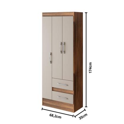 Imagem de Quarto Infantil com Cômoda 4 Gavetas e 1 Porta Guarda-Roupa 3 Portas e 2 Gavetas Ninho Castanho/Off White