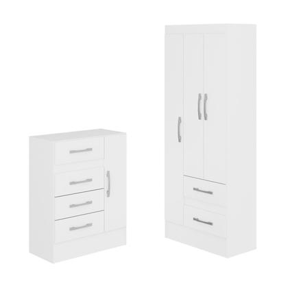 Imagem de Quarto Infantil com Cômoda 4 Gavetas e 1 Porta Guarda-roupa 3 Portas e 2 Gavetas Ninho