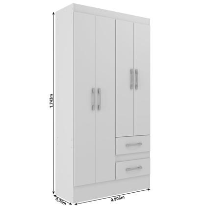 Imagem de Quarto Infantil com Cômoda 4 Gavetas e 1 Porta Guarda-roupa 4 Portas e 2 Gavetas Ninho