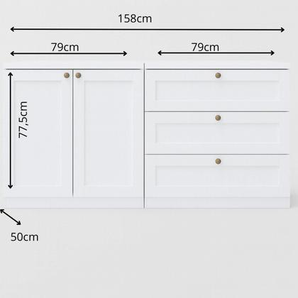 Imagem de Quarto Infantil com Cômodas 3 Gavetas e Armário 2 Portas Provençais 100% Mdf Infinity Branco Fosco