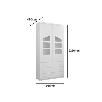 Imagem de Quarto Infantil Com Guarda Roupa 02 Portas E Cômoda Sapateira Eloisa Branco - Phoenix Baby