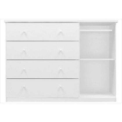 Imagem de Quarto Infantil Com Guarda Roupa 02 Portas E Cômoda Sapateira Eloisa Branco - Phoenix Baby