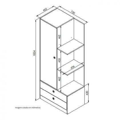 Imagem de Quarto Infantil com Guarda Roupa 1 Porta e Cama Solteiro Lara