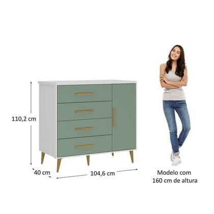 Imagem de Quarto Infantil com Guarda-roupa 2 Portas 2 Gavetas com Cômoda e Berço Magia Espresso Móveis