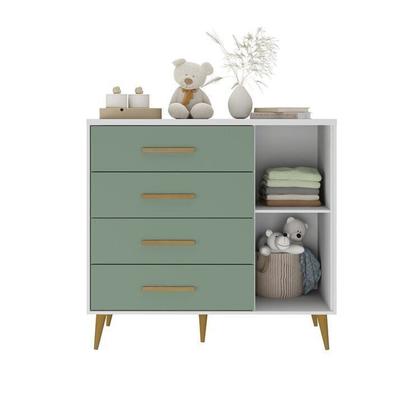 Imagem de Quarto Infantil com Guarda-roupa 2 Portas 2 Gavetas com Cômoda e Berço Magia Espresso Móveis