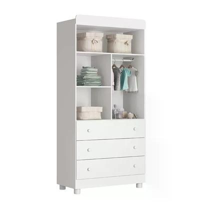 Imagem de Quarto Infantil com Guarda Roupa 2 Portas Katatau e Berço Mel Branco Brilho - Reller Móveis