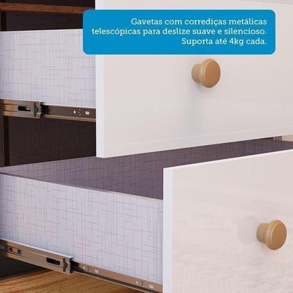 Imagem de Quarto Infantil com Guarda-roupa 3 Portas e Cômoda com Janelas 100% Mdf Cocada Espresso Móveis Branco Brilho/Amêndoa
