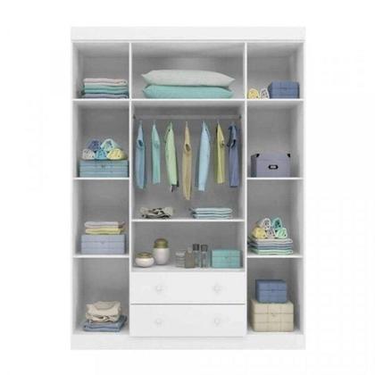 Imagem de Quarto Infantil com Guarda Roupa 4 Portas 2 Gavetas e Cômoda Helena Phoenix Baby Branco