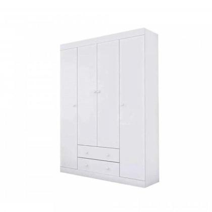 Imagem de Quarto Infantil com Guarda Roupa 4 Portas 2 Gavetas e Cômoda Helena Phoenix Baby Branco