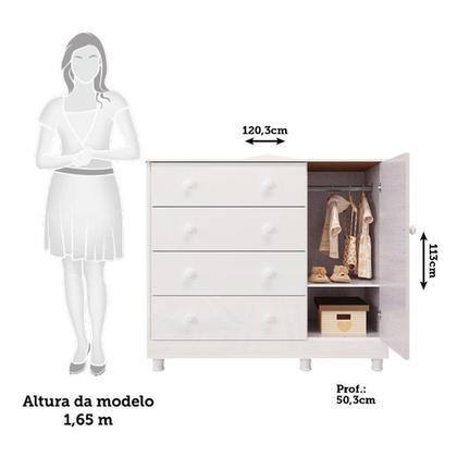 Imagem de Quarto Infantil com Guarda Roupa 4 Portas e Cômoda 1 Porta 100% Mdf Maya Clássico Espresso Móveis