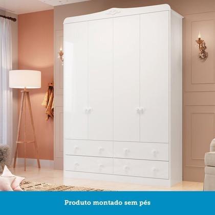 Imagem de Quarto Infantil com Guarda Roupa 4 Portas e Cômoda 1 Porta 100% Mdf Maya Clássico Espresso Móveis