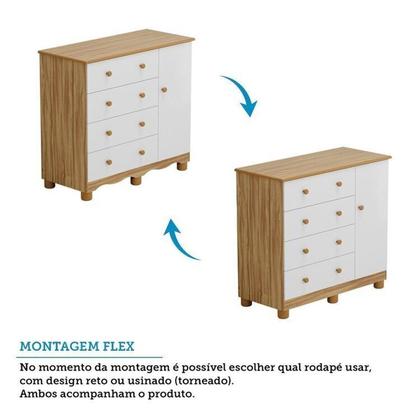 Imagem de Quarto Infantil com Guarda-roupa 4 Portas e Cômoda 1 Porta 100% Mdf Mimo Espresso Móveis