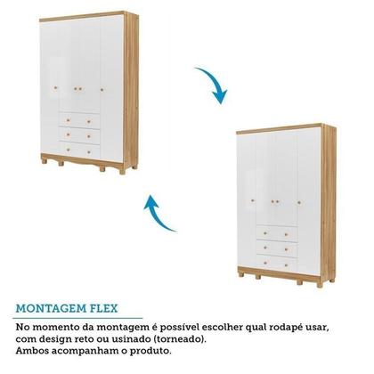 Imagem de Quarto Infantil com Guarda-roupa 4 Portas e Cômoda 1 Porta 100% Mdf Mimo Espresso Móveis