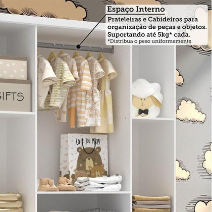 Imagem de Quarto Infantil com Guarda-Roupa 4 Portas e Cômoda com Janelas 100% MDF Lana Espresso Móveis Branco Brilho