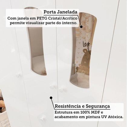 Imagem de Quarto Infantil com Guarda-Roupa 4 Portas e Cômoda com Janelas 100% MDF Lana Espresso Móveis Branco Brilho