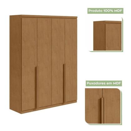 Imagem de Quarto Infantil com Guarda-Roupa Solteiro 4 Portas 2 Gavetas Alonzo e Cama Solteiro Athenas Amêndoa Clean