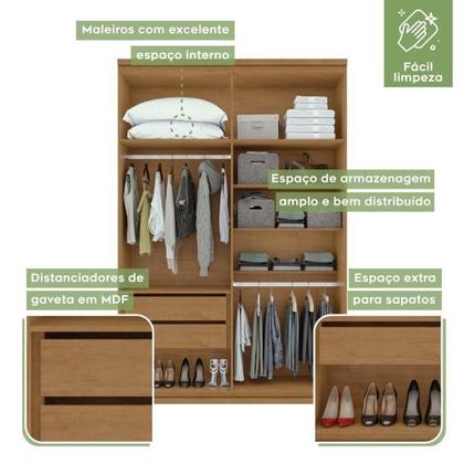 Imagem de Quarto Infantil com Guarda-Roupa Solteiro 4 Portas 2 Gavetas Alonzo e Cama Solteiro Athenas Amêndoa Clean