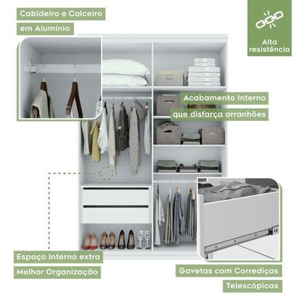 Imagem de Quarto Infantil com Guarda-roupa Solteiro 4 Portas 2 Gavetas Alonzo e Cama Solteiro Athenas