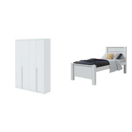 Imagem de Quarto Infantil com Guarda-roupa Solteiro 4 Portas 2 Gavetas Alonzo e Cama Solteiro Athenas