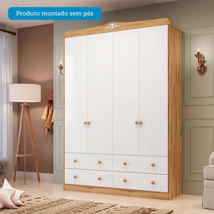 Imagem de Quarto Infantil com Guarda-roupas 4 Portas e Cômoda 1 Porta 100% Mdf Maya Clássico Espresso Móveis