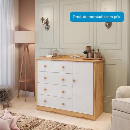 Imagem de Quarto Infantil com Guarda-roupas 4 Portas e Cômoda 1 Porta 100% Mdf Maya Clássico Espresso Móveis