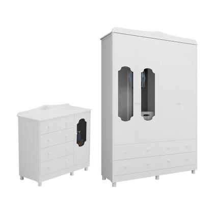 Imagem de Quarto Infantil com Guarda-roupas e Cômoda com Janelas 100% Mdf Maya Provençal Espresso Móveis