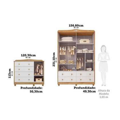 Imagem de Quarto Infantil com Guarda-roupas e Cômoda com Janelas Maya Provençal Espresso Móveis