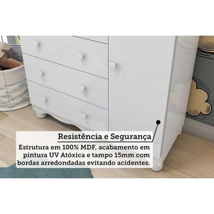 Imagem de Quarto Infantil Completo 3 Peças (1GuardaRoupa+1Berço+1Cômoda) QI121 Branco/Amendoa - Peroba