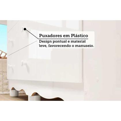 Imagem de Quarto Infantil Completo 3 Peças (1GuardaRoupa+1Berço+1Cômoda) QI121 Branco/Amendoa - Peroba