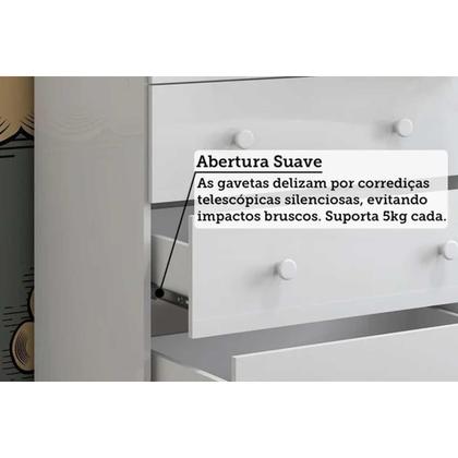 Imagem de Quarto Infantil Completo 3 Peças (1GuardaRoupa+1Berço+1Cômoda) QI121 Branco/Amendoa - Peroba