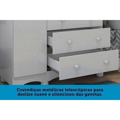 Imagem de Quarto Infantil Completo 3 Peças (1GuardaRoupa+1Berço+1Cômoda) QI121 Branco/Amendoa - Peroba