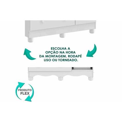 Imagem de Quarto Infantil Completo 3 Peças (1GuardaRoupa+1Berço+1Cômoda) QI126 Branco/Amendoa - Peroba