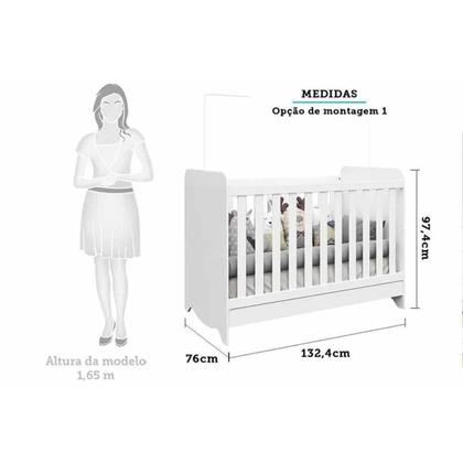 Imagem de Quarto Infantil Completo 3 Peças (1GuardaRoupa+1Berço+1Cômoda) QI126 Branco/Amendoa - Peroba