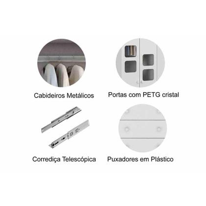 Imagem de Quarto Infantil Completo 3 Peças (1GuardaRoupa+1Berço+1Cômoda) QI126 Branco/Amendoa - Peroba