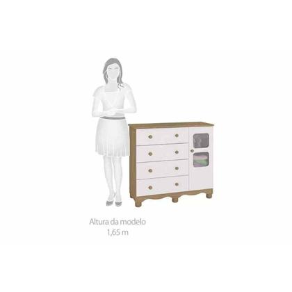 Imagem de Quarto Infantil Completo 3 Peças (1GuardaRoupa+1Berço+1Cômoda) QI126 Branco/Amendoa - Peroba