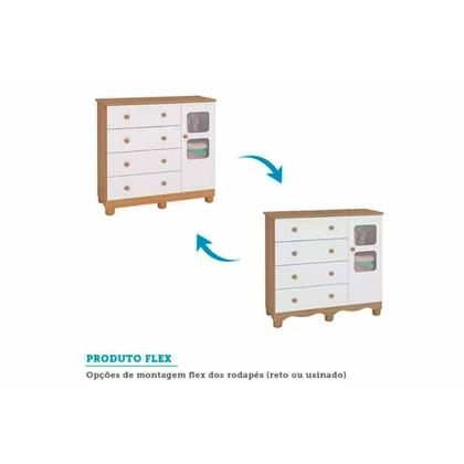 Imagem de Quarto Infantil Completo 3 Peças (1GuardaRoupa+1Berço+1Cômoda) QI126 Branco/Amendoa - Peroba