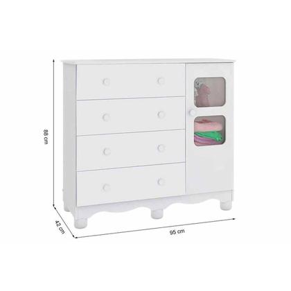 Imagem de Quarto Infantil Completo 3 Peças (1GuardaRoupa+1Berço+1Cômoda) QI126 Branco/Amendoa - Peroba