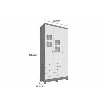 Imagem de Quarto Infantil Completo 3 Peças (1GuardaRoupa+1Berço+1Cômoda) QI126 Branco/Amendoa - Peroba