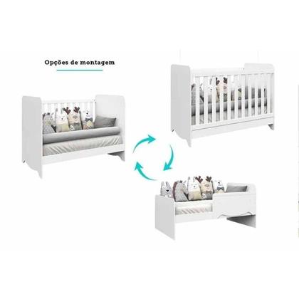 Imagem de Quarto Infantil Completo 3 Peças (1GuardaRoupa+1Berço+1Cômoda) QI126 Branco/Amendoa - Peroba