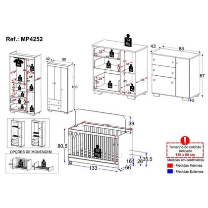 Imagem de Quarto Infantil Completo Algodão Doce Multimóveis Mp4252 Branco